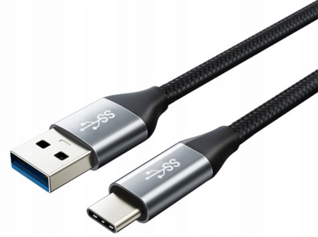 Kabel USB A – USB C 3.0 METALOWY WTYK WYTRZYMAŁY SZYBKIE ŁADOWANIE OPLOT 1M